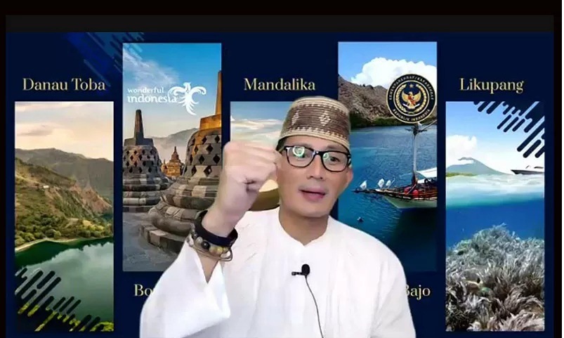 Menteri Pariwisata dan Ekonomi Kreatif Sandiaga Salahuddin Uno dalam sambutannya di acara Kick Off Hari Belanja Diskon Indonesia 2021