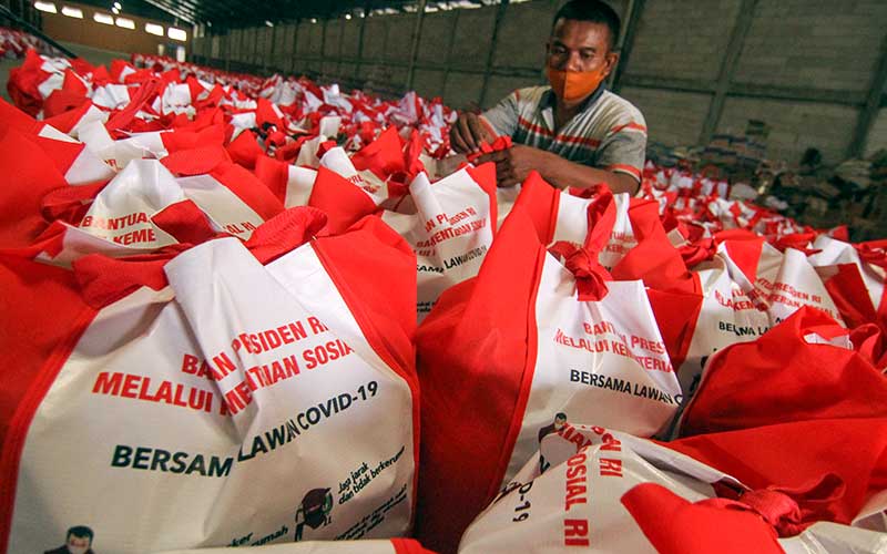 Bantuan sembako saat PSBB, belum diterima warga pada masa PPKM Darurat yang sudah hampir habis masa berlakuknya. (Ist).