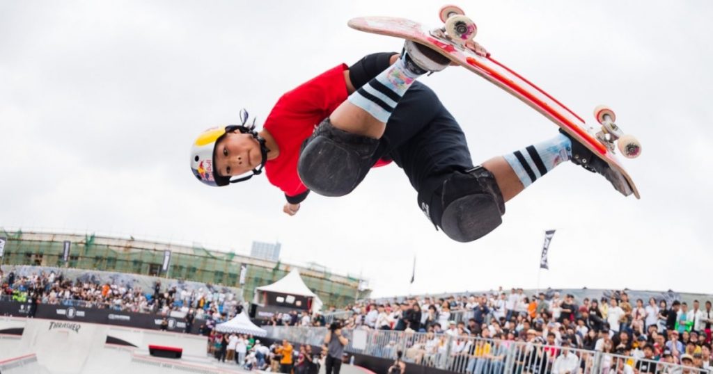 Sakura Yosozumi menyumbang medali emas untuk Jepang dari nomor park putri cabang olahraga skateboard Olimpiade 2020 Tokyo, Rabu (4/8/2021)