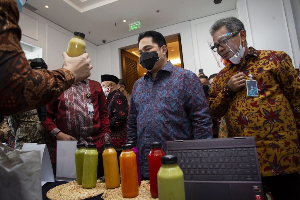 Menteri BUMN Erick Thohir menyampaikan apresiasi kepada BRI, Pemerintah Provinsi Jawa Timur, dan berbagai UMKM yang mendukung BBI Lokal Keren Jatim : Road to BRILIANPRENEUR 2021