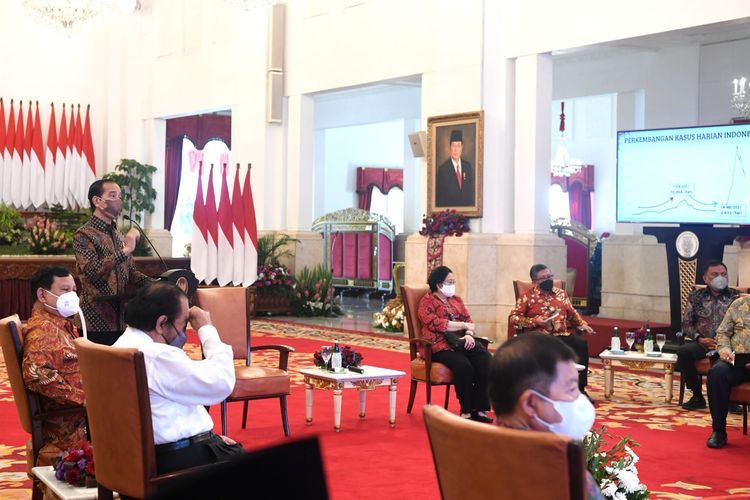Presiden Jokowi di hadapan para petinggi partai koalisi. (Biro Pers Setpres).