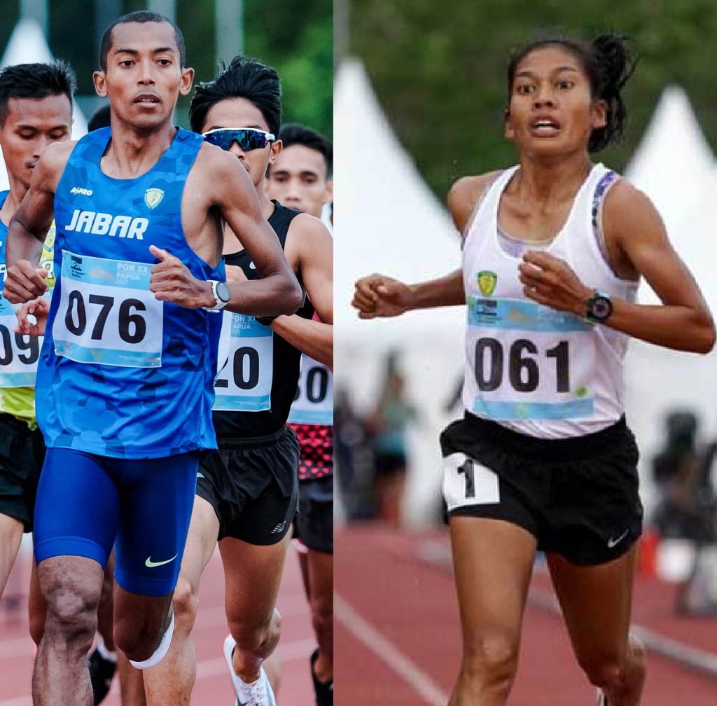 Agus Prayogo dan Odekta Elvina Naibaho merebut medali emas lari 5.000 meter Pekan Olahraga Nasional (PON) XX/2021 Papua