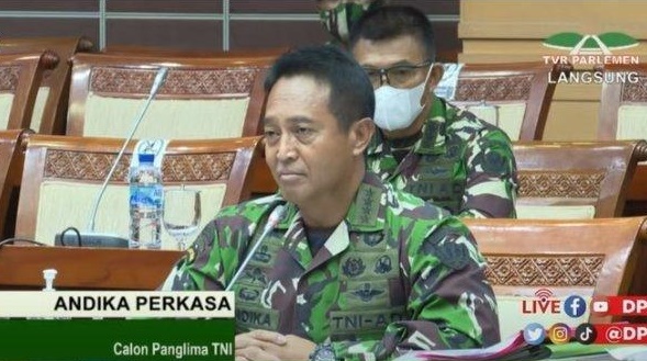 Jenderal TNI Andika Perkasa saat mengikuti fit and proper test di Komisi I DPR RI, Sabtu (6/11/2021).