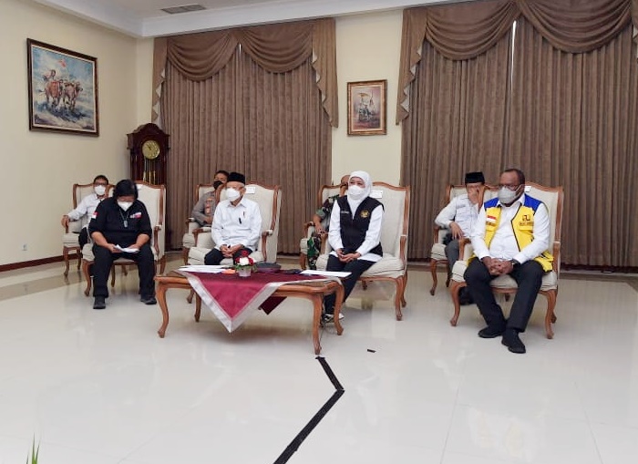 Wapres Ma'ruf Amin ketika melakukan dialog virtual soal relokasi korban Erupsi Semeru. (Biro Pers Setwapres).