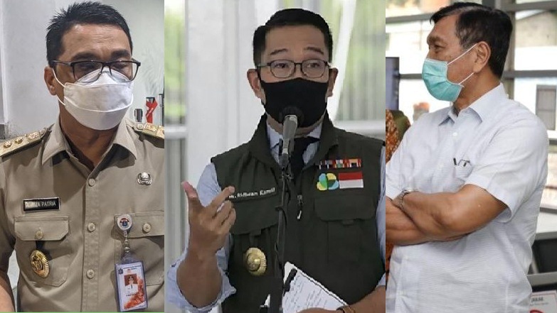 Wakil Gubernur DKI Jakarta Ahmad Riza Patria, Gubernur Jawa Barat Ridwan Kamil dan Menteri Koordinator Bidang Kemaritiman dan Investasi Luhut Binsar Pandjaitan terus memantau serangan varian omicron