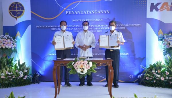 Menhub Budi Karya Sumadi mengemukakan hal itu usai menyaksikan penandatanganan kontrak penyelenggaraan PSO dan subsidi kereta api perintis tahun 2022 