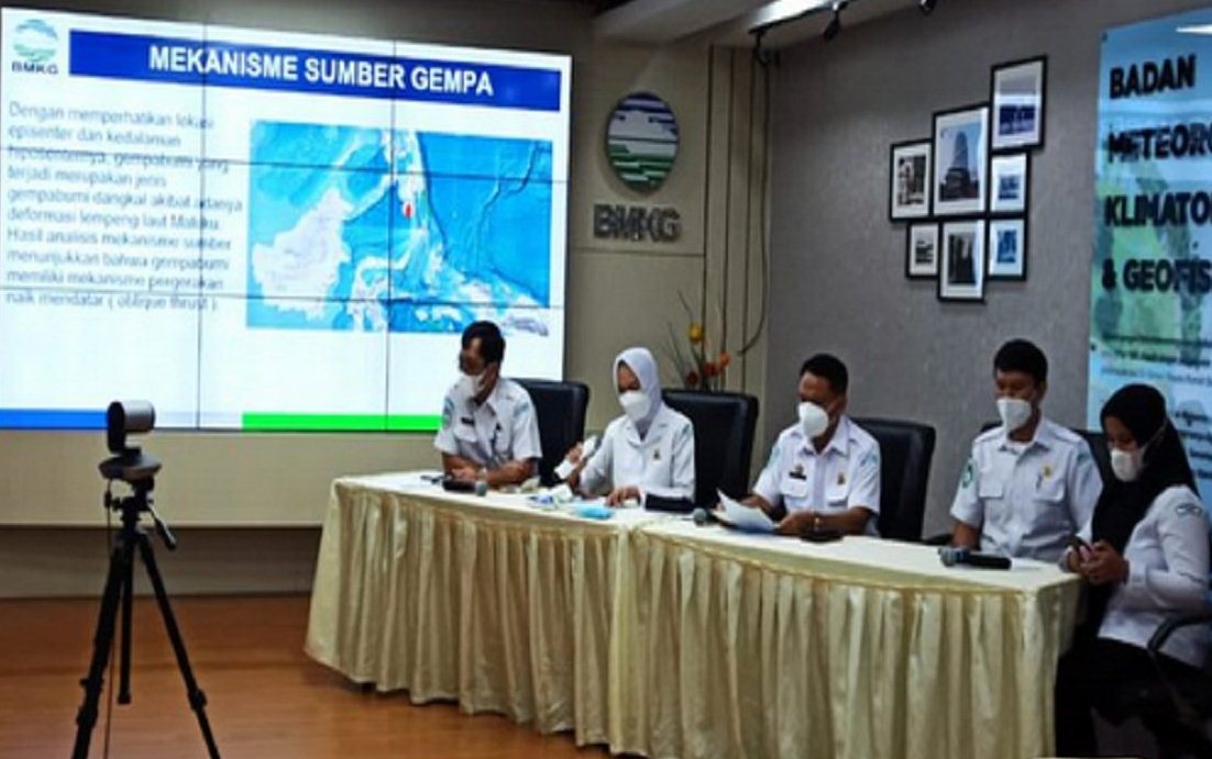 Konferensi pers BMKG tentang gempa 6,0 Kepulauan Talaud di Jakarta, Sabtu (22/1/2022). 