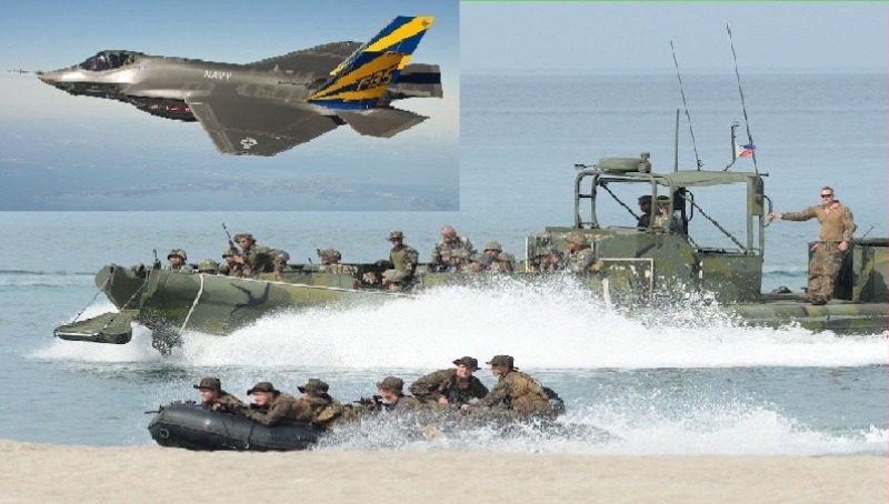 Pesawat jet tempur F35 dan latiha militer Amerika Serikat bersama Filipina di Laut China Selatan