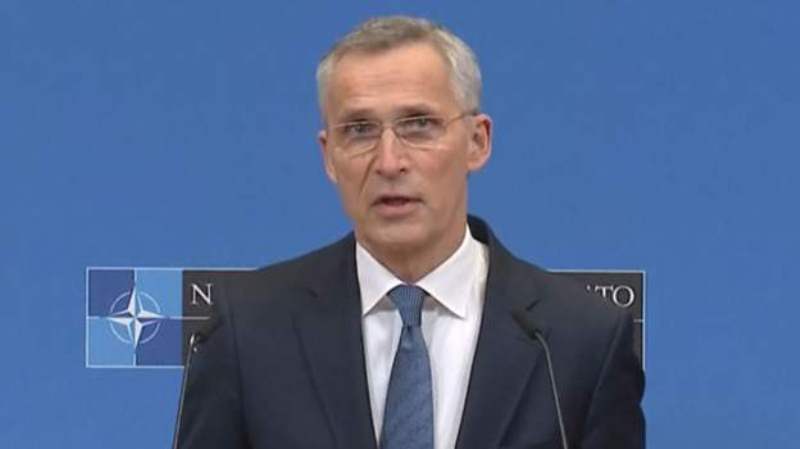Sekretaris Jenderal NATO Jens Stoltenberg mengadakan konferensi pers dari markas aliansi pertahanan di Brussels.
