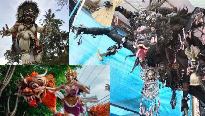 Pandemi virus corona (Covid-19) menjadi inspirasi dalam pawai ogoh-ogoh menjelang Hari Raya Nepi 2022