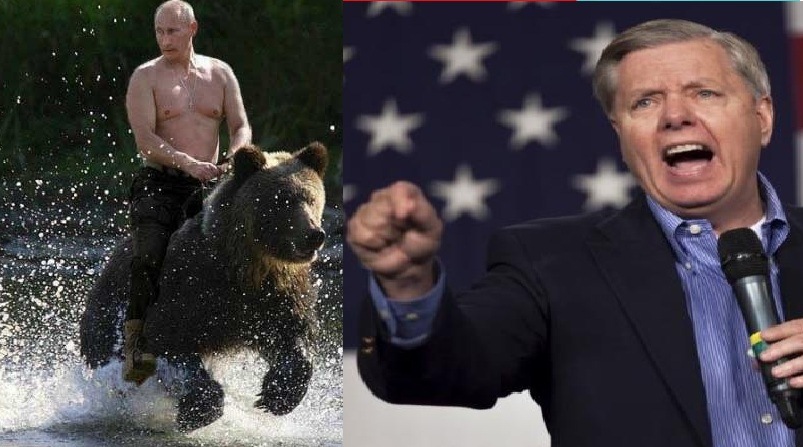 Seruan Senator Lindsey Graham (kanan) dari Amerika Serikat agar membunuh Presiden Vladimir Putin mengundang kemarahan pejabat Rusia