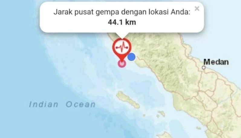 Gempa terkini di Aceh itu mengguncang wilayah Meulaboh, Ibu Kota Kabupaten Aceh Barat, dengan magnitudo 5,2.