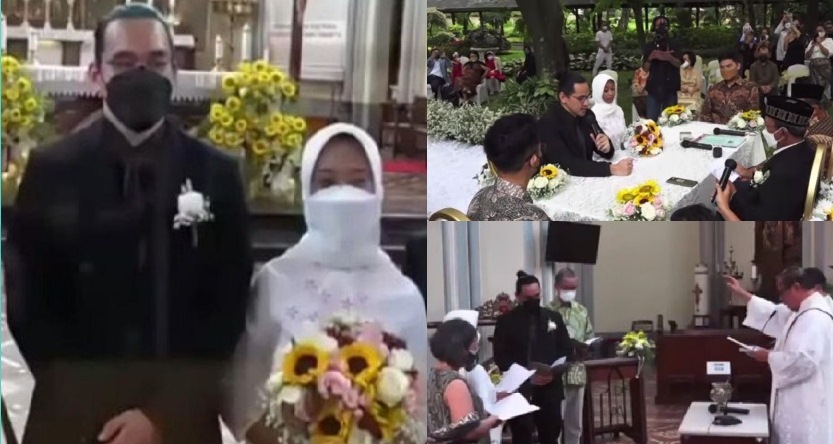 Pernikahan beda agama antara Ayu Kartika Dewi yang Stasus Presiden Joko Widodo, dengan  Gerald Bastian melalui prosesi akad dan pemberkatan