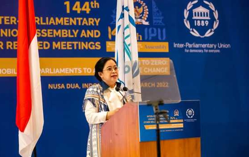 Ketua DPR RI Puan Maharani berpidato pada Sidang IPU. (Ist).