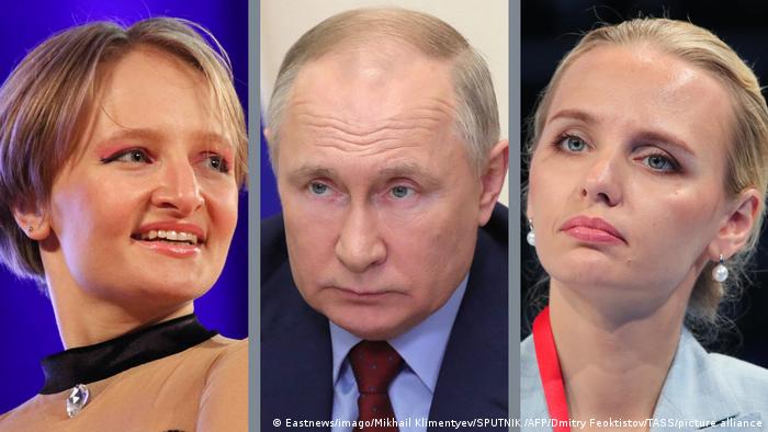 Presiden Rusia Valdimir Putin bersama dua putrinya Katerina Vladimirovna Tikhonova (kiri) dan Maria Vladimirovna Vorontsova yang dijatuhi sanksi Amerika Serikat