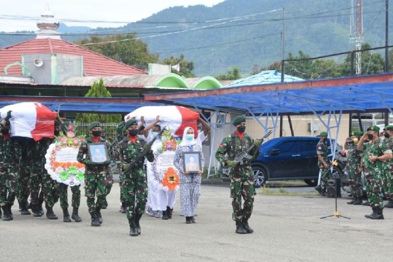Jenazah pasangan suami istri korban KKB Sertu Eka dipulangkan ke Surabaya. (Ist).