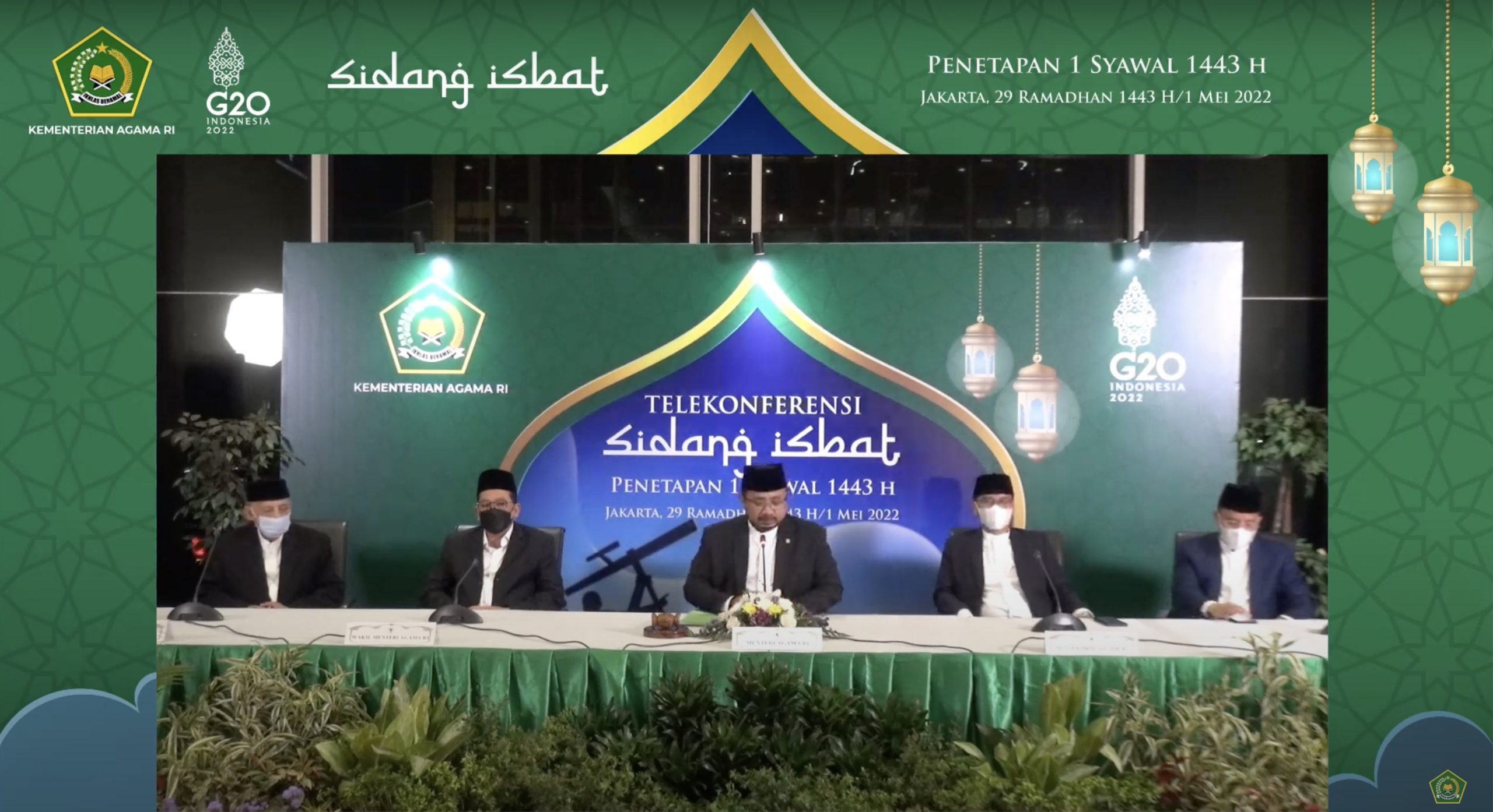 Menteri Agama Yaqut Cholil Qoumas pada sidang Isbat penetapan 1 Syawal 1443 H