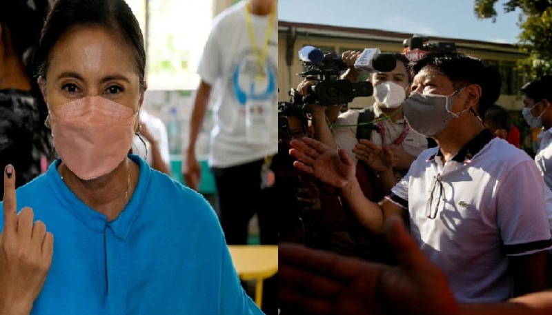 Ferdinand Marcos Jr (kanan) unggul dua kali lipat jumlah suara atas saingannya Leni Robredo (kiri) dalam penghitungan awal tidak resmi Pilpres Filipina, Senin (9/5/2022)