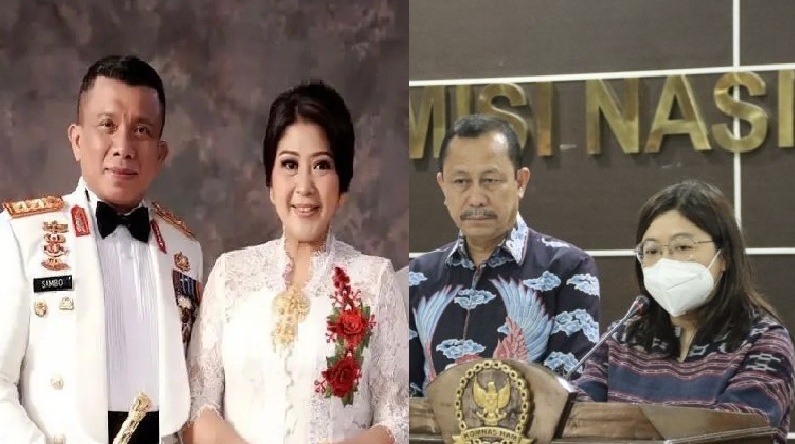 Ketua Komnas HAM Ahmad Taufan Damanik (kedua dari kanan) tidak menyebutkan secara detail apa saja yang ditanyakan dalam pemeriksaan terhadap Putri Chandrawathi bersama Komnas Perempuan