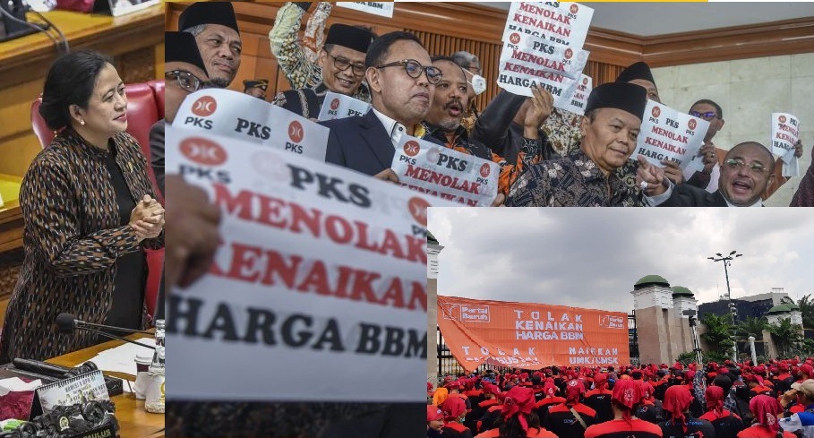 Ketua DPR Puan Maharani memimpin rapat paripurna (khusus) DPR masa persidangan I tahun 2022-2023 dan aksi PKS serta unjuk rasa masyarakat menolak kenaikan harga BBM di Jakarta, Selasa (6/9/2022)