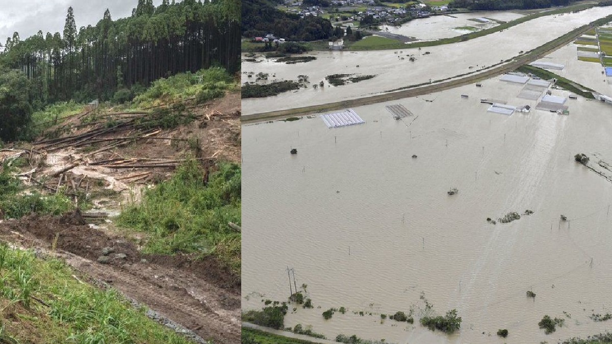 Tanah longsor dan rumah-rumah terendam banjir setelah Topan Nonmadol menerjang Jepang
