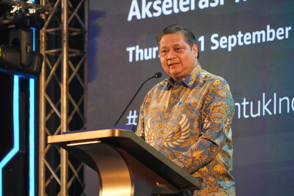Menko Perekonomian Airlangga Hartarto saat membuka Indonesia Cloud Day 2022, pada Kamis (1/9/2022).