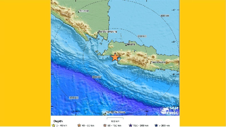 Titik gempa Kabupaten Pangandaran, Banten, Minggu (9/10/2022). 