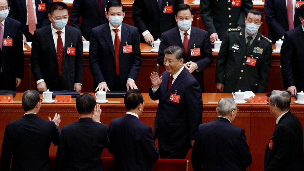 Presiden Xi Jinping pada pembukaan Kongres Partai Komunis China di Beijing, Minggu