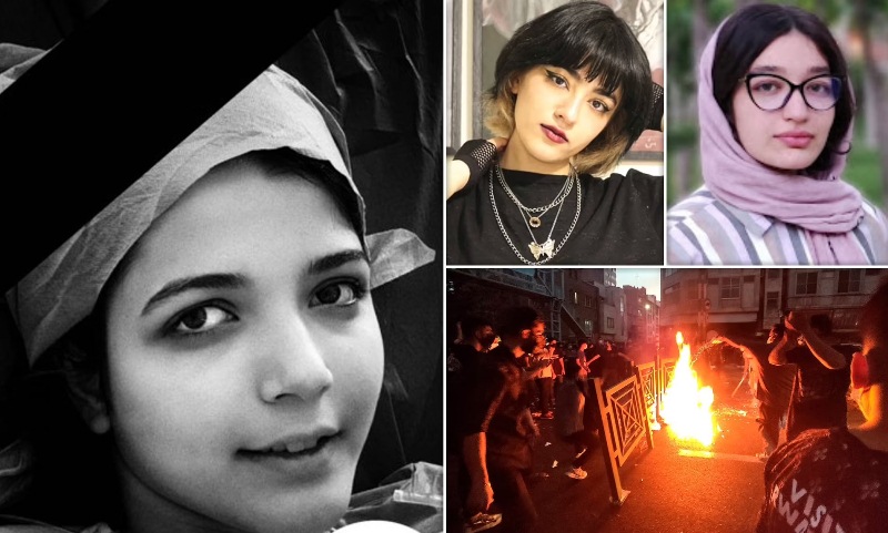 Asra Panahi (kiri) menjadi siswi sekolah Iran meninggal setelah dipukuli oleh pasukan keamanan sehingga menambah deretan perempuan muda negara itu yang tewas dalam aksi protes menuntut kebebasan