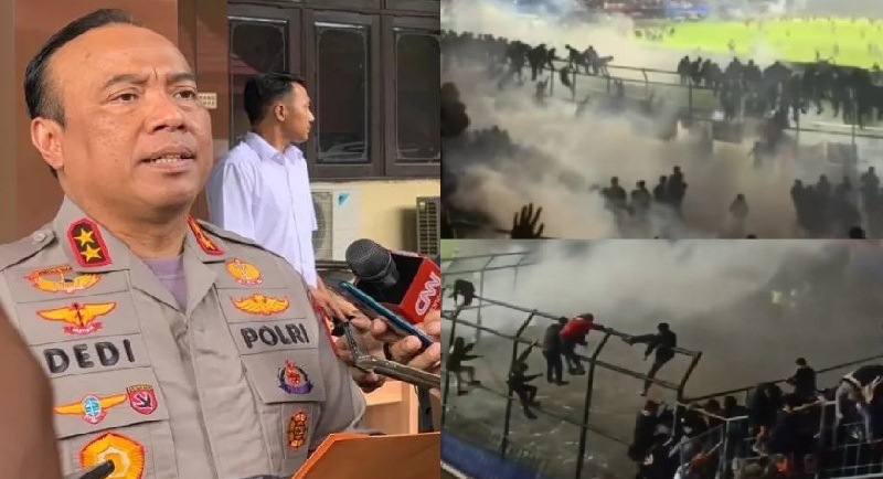 Kepala Divisi Humas Polri Irjen Pol. Dedi Prasetyo di Mabes Polri, Jakarta, Senin, mengemukakan penahanan enam tersangka Tragedi Kanjuruhan