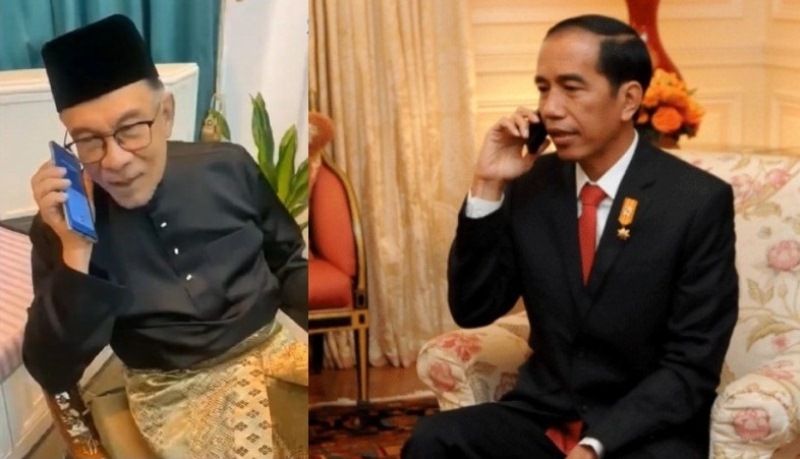 Presiden Joko Widodo memberikan ucapan selamat kepada Perdana Menteri Malaysia Anwar Ibrahim, melalui sambungan telepon