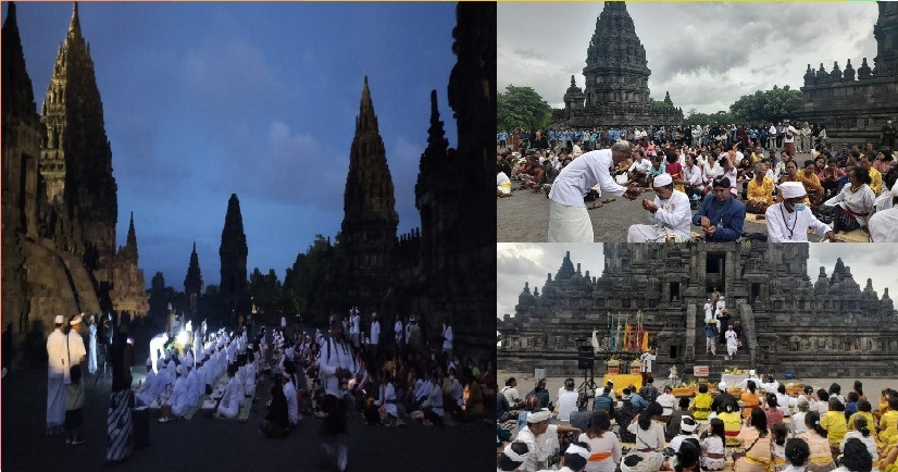 Umat Hindu Indonesia melaksanakan persembahyangan Hari Suci Siwaratri, Jumat (20/1/2023), Galungan (4/1/2023) dan Kuningan (14/1/2023) di Candi Prambanan, Sleman, Yogyakarta