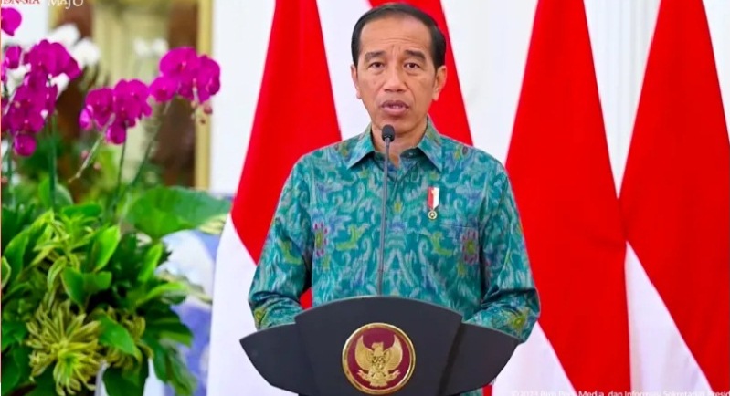 Tangkapan virtual Presiden Joko Widodo saat meluncurkan program Karisma Event Nusantara (KEN) Festival 2023, Jakarta, Sabtu (28/1/2023). (Ant)