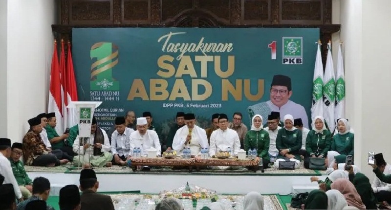Partai Kebangkitan Bangsa (PKB) menggelar tasyakuran satu abad Nahdlatul Ulama (NU) di Kantor Dewan Pimpinan Pusat (DPP) PKB di Jakarta, Minggu (5/2/2023). (Ant)