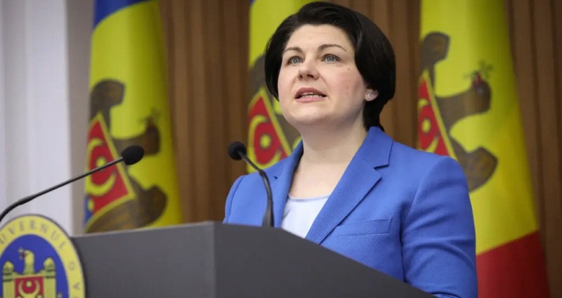 Perdana Menteri Moldova Natalia Gavrilita mengumumkan pengunduran dirinya saat konferensi pers pada hari Jumat di Chisinau, Moldova.
