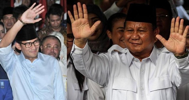 Ketua Umum Partai Gerindra Prabowo Subianto mengomentari kabar yang makin menghangat soal hengkangnya Sandiaga Salahuddin Uno (kiri)