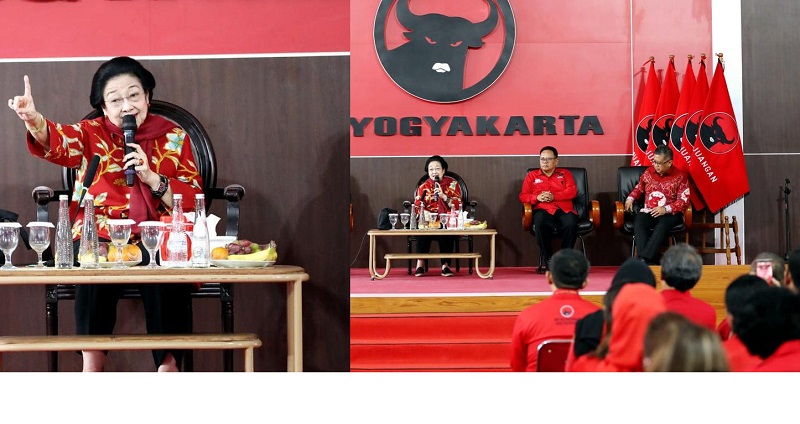 Saat memberikan arahan kepada para kader PDI Perjuangan di Kantor DPD PDI Perjuangan DIY, Yogyakarta, Selasa (22/8/2023), Megawati menegaskan bahwa partai berlambang banteng moncong putih itu tidak dalam kondisi panik 