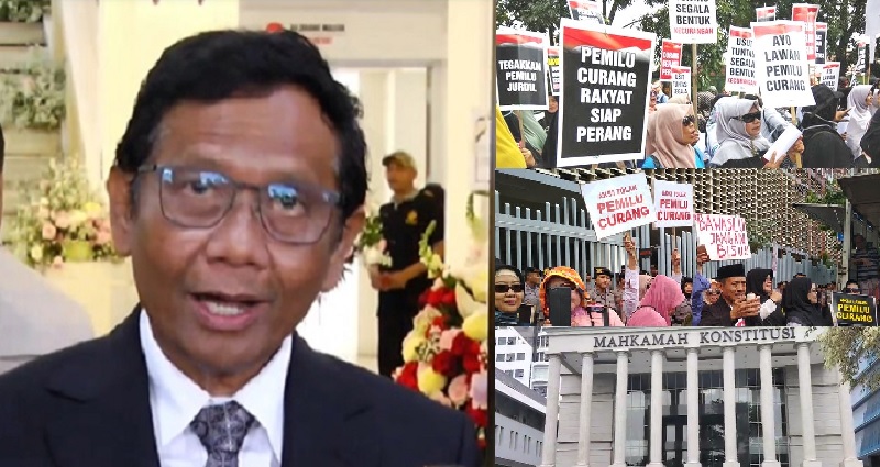 Calon wakil presiden (Cawapres) nomor urut 3 Mahfud Md memberikan keterangan kepada awak media tentang isu hangat akhir-akhir ini di Universitas Indonesia Salemba, Jakarta, Sabtu (17/2/2024). 