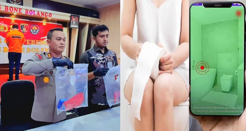 Kapolres Bone Bolango AKBP Muhammad Alli saat memimpin jalannya konferensi pers pengungkapan kasus oknum PNS merekam perempuan di toilet dengan ponsel tersembunyi