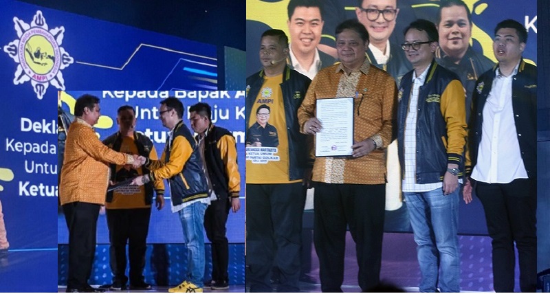 Ketua Umum Partai Golkar, Airlangga Hartarto kembali menerima dukungan dari Angkatan Muda Pembaharuan Indonesia (AMPI) untuk maju kembali memimpin partai berlambang pohon beringin untuk periode 2024-2029. 