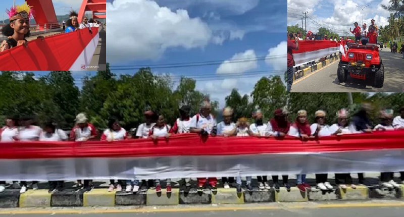 Bendera Merah Putih membentang sepanjang 10,76 kilometer di jalan Hamadi-Holtekamp yang dilaksanakan  Kodim 1701/Jayapura bekerjasama dengan Pemerintah Kota (Pemkot) Jayapura dan juga Polresta Jayapura Kota untuk memperingati hari integrasi Papua kembali ke pangkuan NKRI.