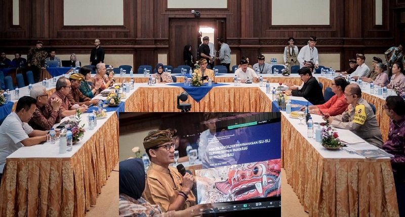 Menparekraf Sandiaga Salahuddin Uno dalam acara "FGD Stakeholders Pariwisata Bali" yang berlangsung di Poltekpar Bali, Kamis (16/5/2024)