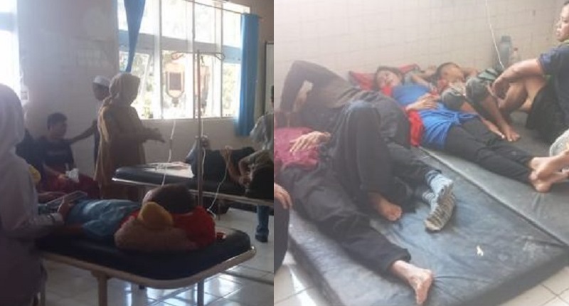 Puluhan warga Kampung Ciseureuh, Kabupaten Sukabumi, Jawa Barat (Jabar) dirawat di RSUD Sagarenten dan Puskesmas Sagaranten setelah mengalami keracunan massal usai menyantap nasi boks 
