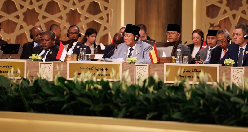Menteri Pertahanan RI Prabowo Subianto mewakili Presiden RI Joko Widodo pada konferensi tingkat tinggi “Call for Action: Urgent Humanitarian Response for Gaza” (“Seruan untuk Bertindak: Tanggap Darurat Kemanusiaan untuk Gaza”), di Amman, Yordania, Selasa (11/6/2024).