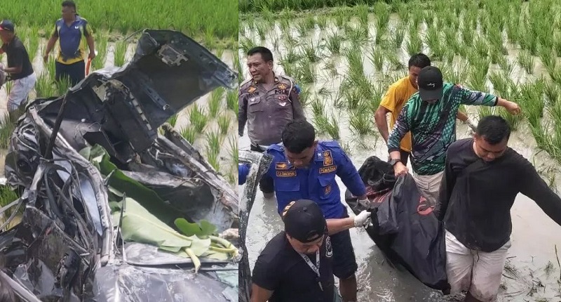 Personel polisi bersama masyarakat melakukan evakuasi di Desa Sumberejo, Kecamatan Merbau, Kabupaten Deli Serdang, Sumatera Utara (Sumut), Minggu (21/7/2024). 