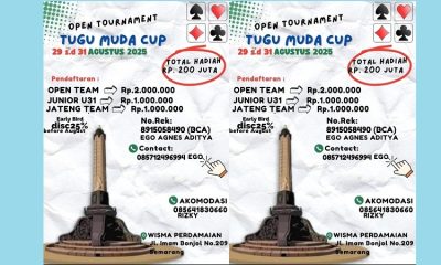 Hadiah Naik, Turnamen Bridge Tugu Muda Cup di Semarang 29 – 31 Agustus 2025