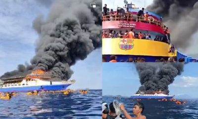 KM Barcelona Terbakar: KRI Pari, KAL Tedung Selar dan KN Gajah Laut Dikerahkan Evakuasi Korban