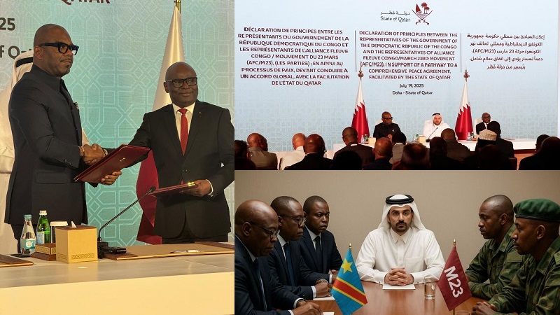 Perwakilan Republik Demokratik Kongo (DRC) dan Pemberontak M23 menandatangani deklarasi mengakhiri pertempuran di Kongo timur dalam perundingan di Qatar, Sabtu (19/7/2025)