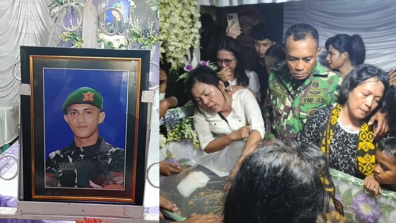 Teriakan “Mama Tidak Terima Kamu Pergi Seperti ini” Iringi Pemakaman Jenazah Prada Lucky