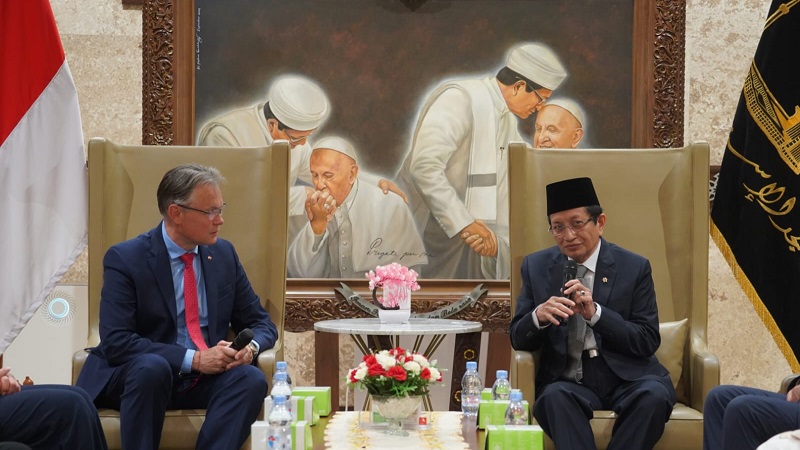 Menteri Agama (Menag) Nasaruddin Umar menerima kunjungan Delegasi Parlemen Eropa, Jumat (21/8/2025) yang dipimpin Ketua Komite HAM, Arkadiusz Mularczyk